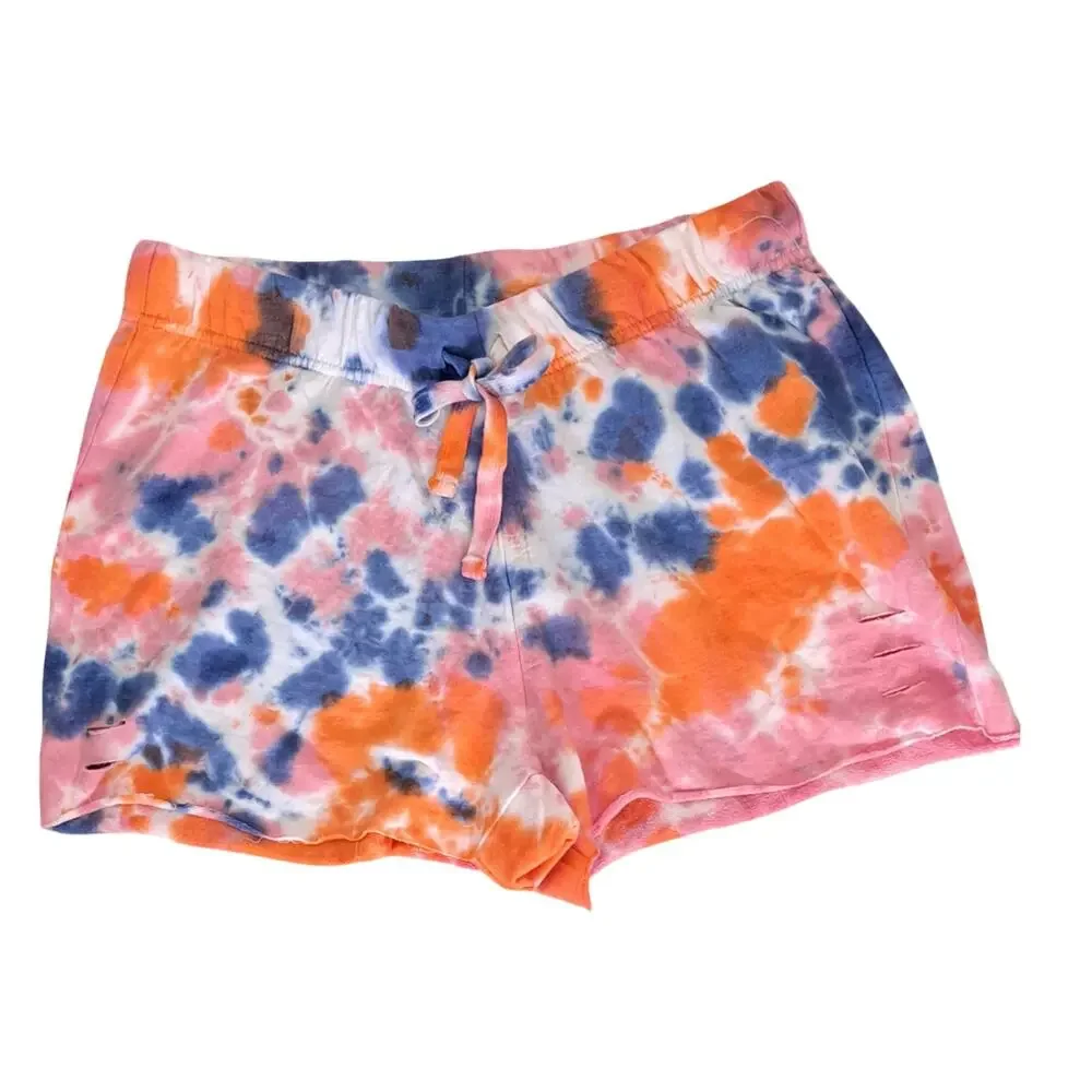 Jolie & Joy Tie Dye Shorts Size Medium Pink Blue Orange Raw Hem NWOT